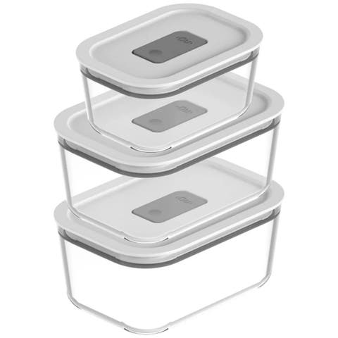 Stackable Airtight Glass Food Storage Container Set with Microwave Valve and Leak Proof Lid, 6 Piece