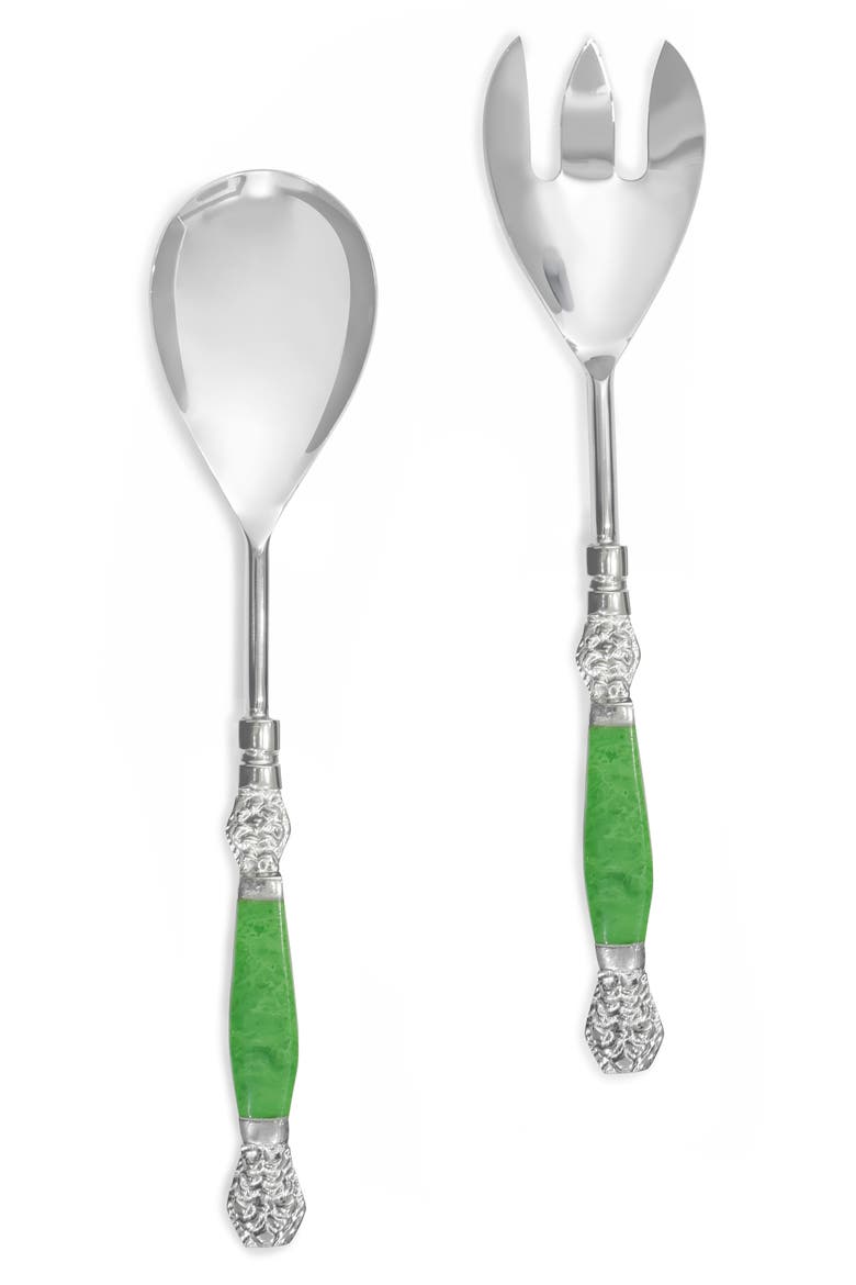 Vibrant Verde Stainless Steel Salad Servers, Main, color, GREEN