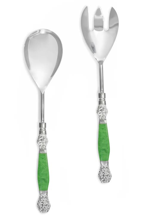 Vibrant Verde Stainless Steel Salad Servers