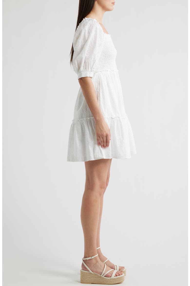 Hadly Smocked Puff Shoulder Ruffle Hem Dress, Alternate, color, RESORT WHITE SUN SHOWERS
