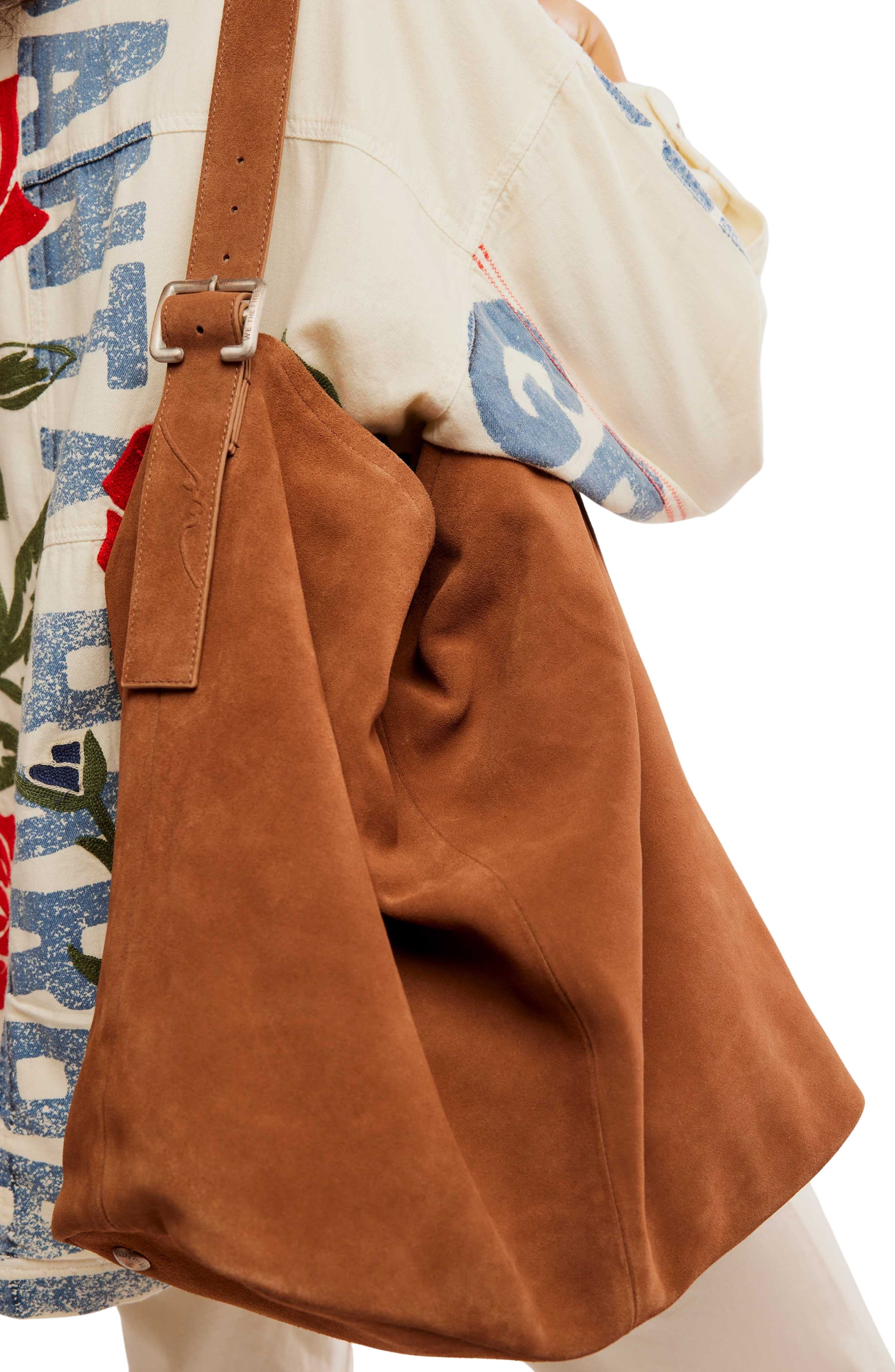 Free People WTF Honor Suede Hobo Bag, Alternate, color, Saddle