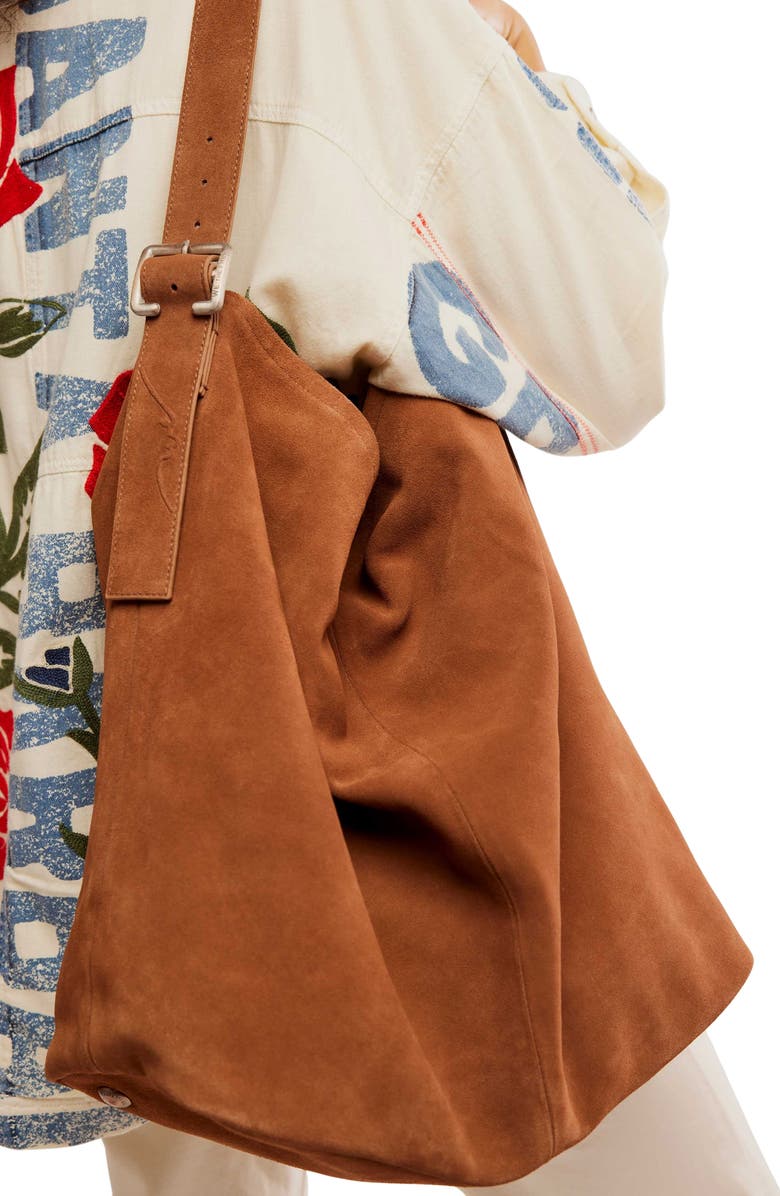 Free People WTF Honor Suede Hobo Bag, Alternate, color, Saddle