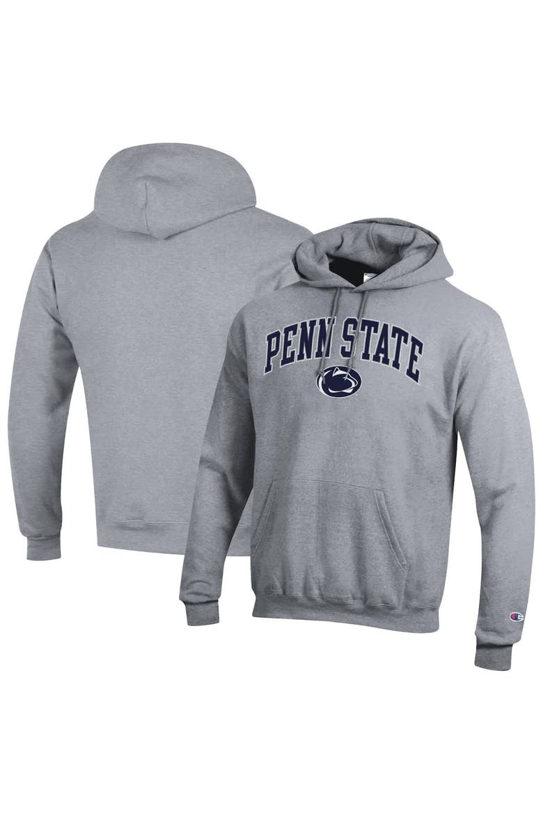 Men's Champion  Heather Gray Penn State Nittany Lions Arched Logo Fleece Pullover Hoodie, Alternate, color, Heather Gray