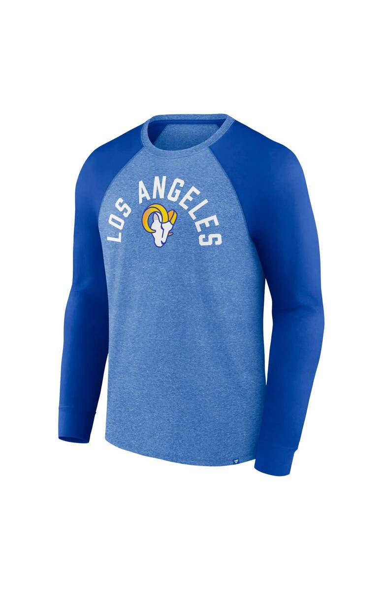FANATICS Men's Fanatics Heather Royal Los Angeles Rams Arc Away Tri-Blend Raglan Long Sleeve T-Shirt, Alternate, color, Heather Royal