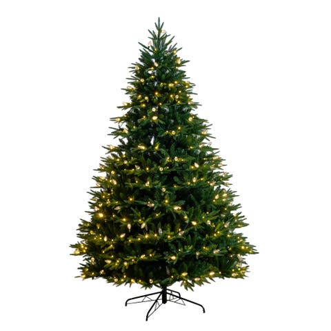 8-ft Pre-Lit Artificial Luxembourg Pine Christmas Tree with 500 Multicolored Traditional Bulb LED Lights