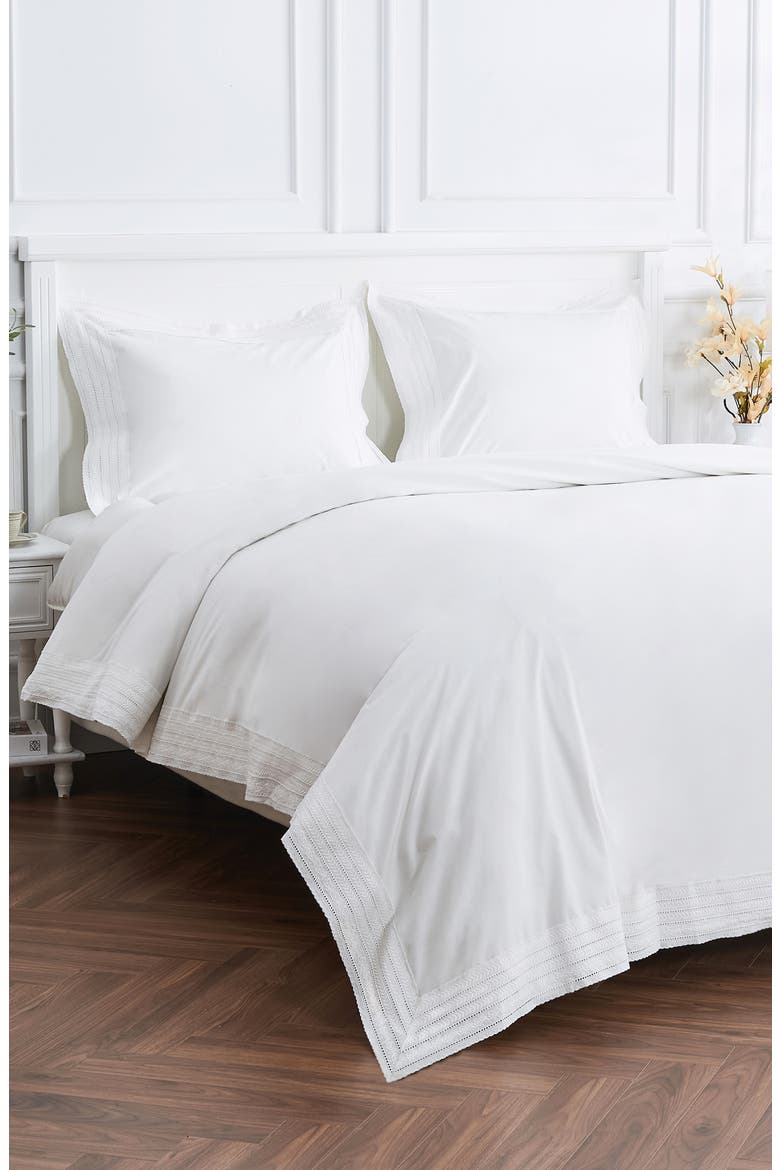 Elizabeth Lace Duvet Set, Alternate, color, WHITE