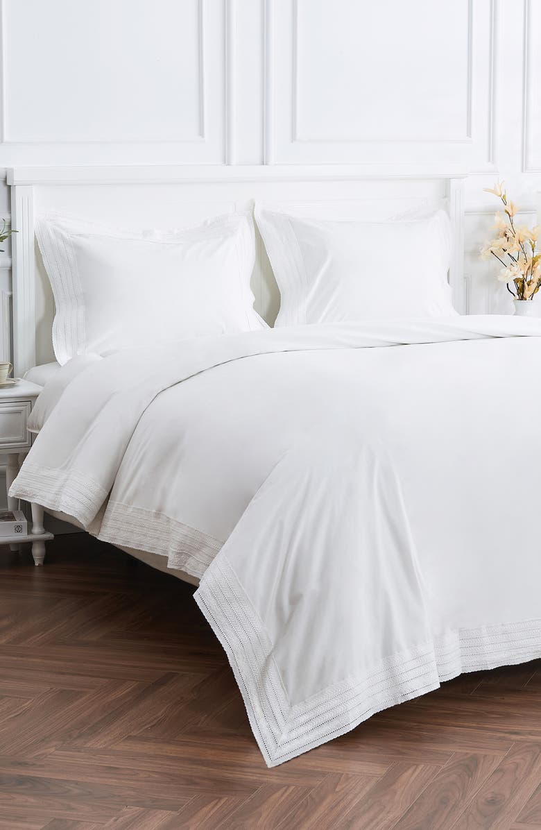 MELANGE HOME Elizabeth Lace Duvet Set, Alternate, color, White