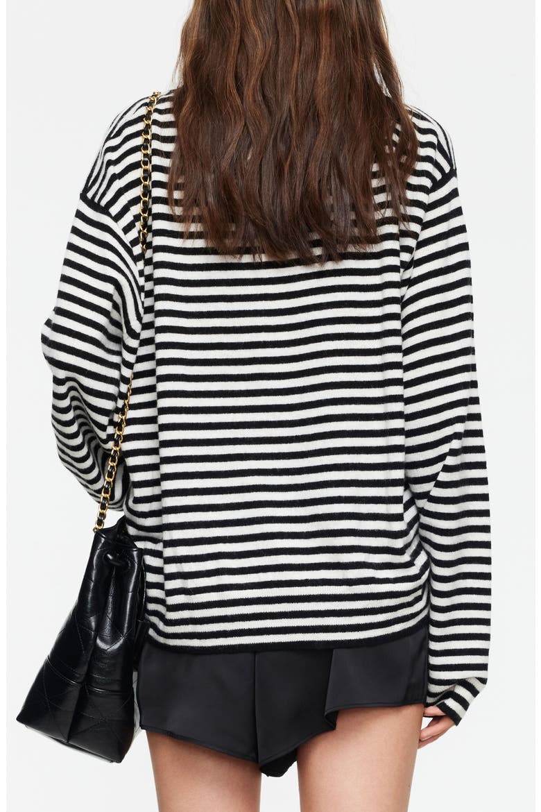 Olsen Stripe Wool Blend Sweater, Alternate, color, ONYX STRIPE