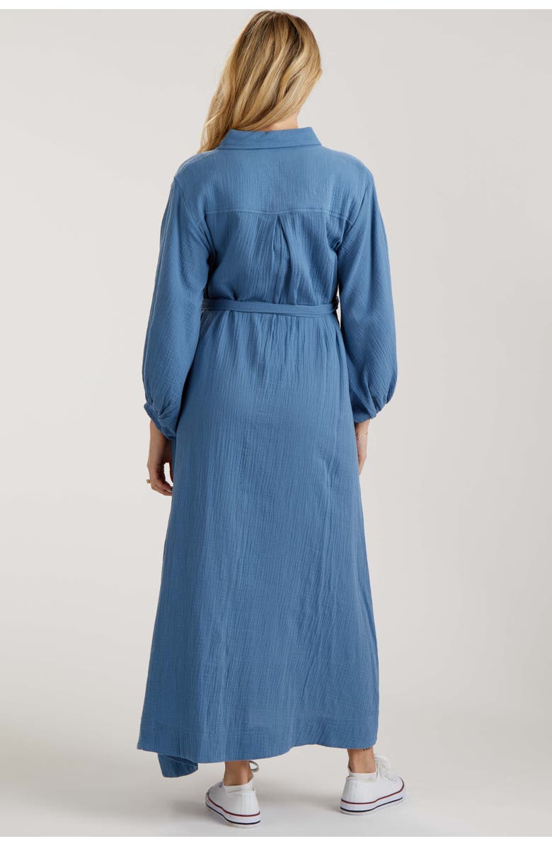 PinkBlush Gauze Belted Shirt Midi Dress, Alternate, color, Blue