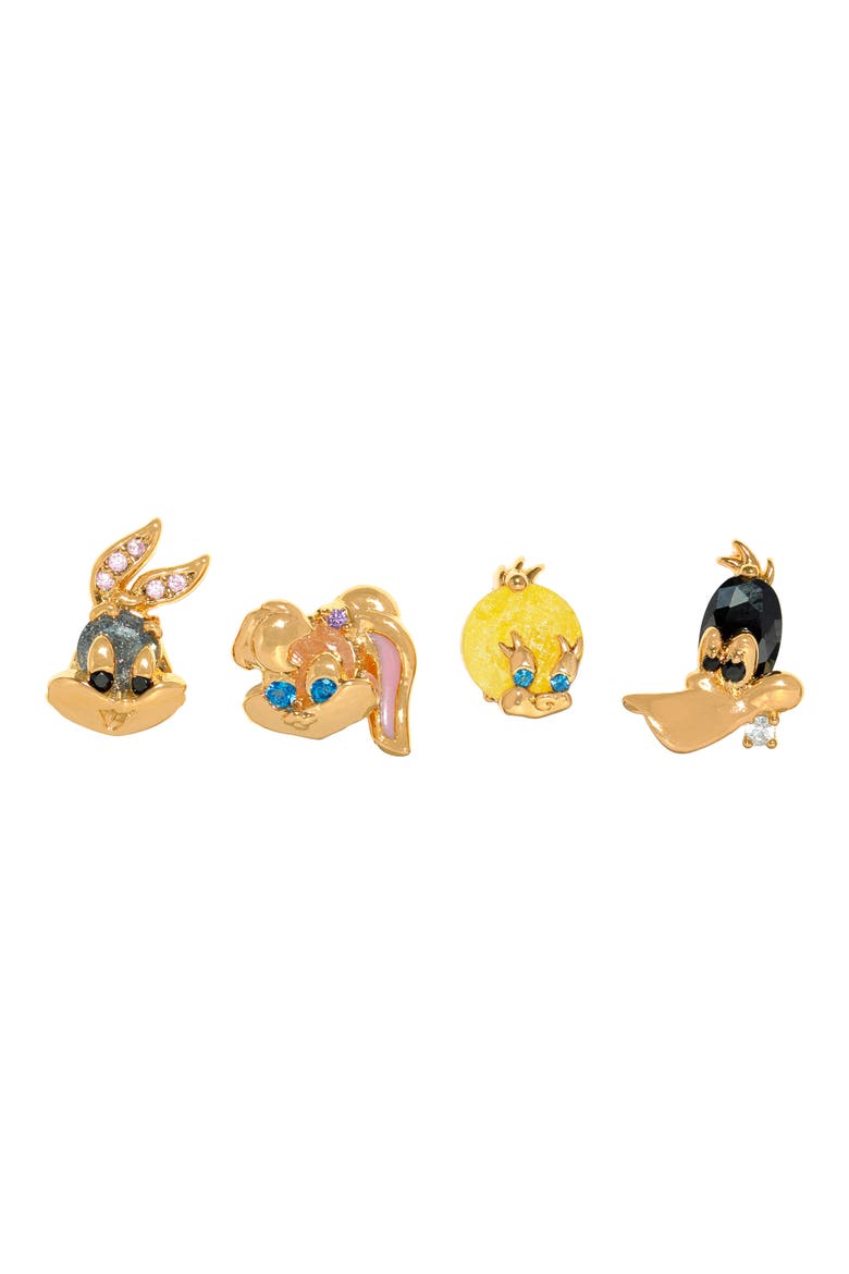 Looney Tunes Set of 4 Stud Earrings, Main, color, GOLD