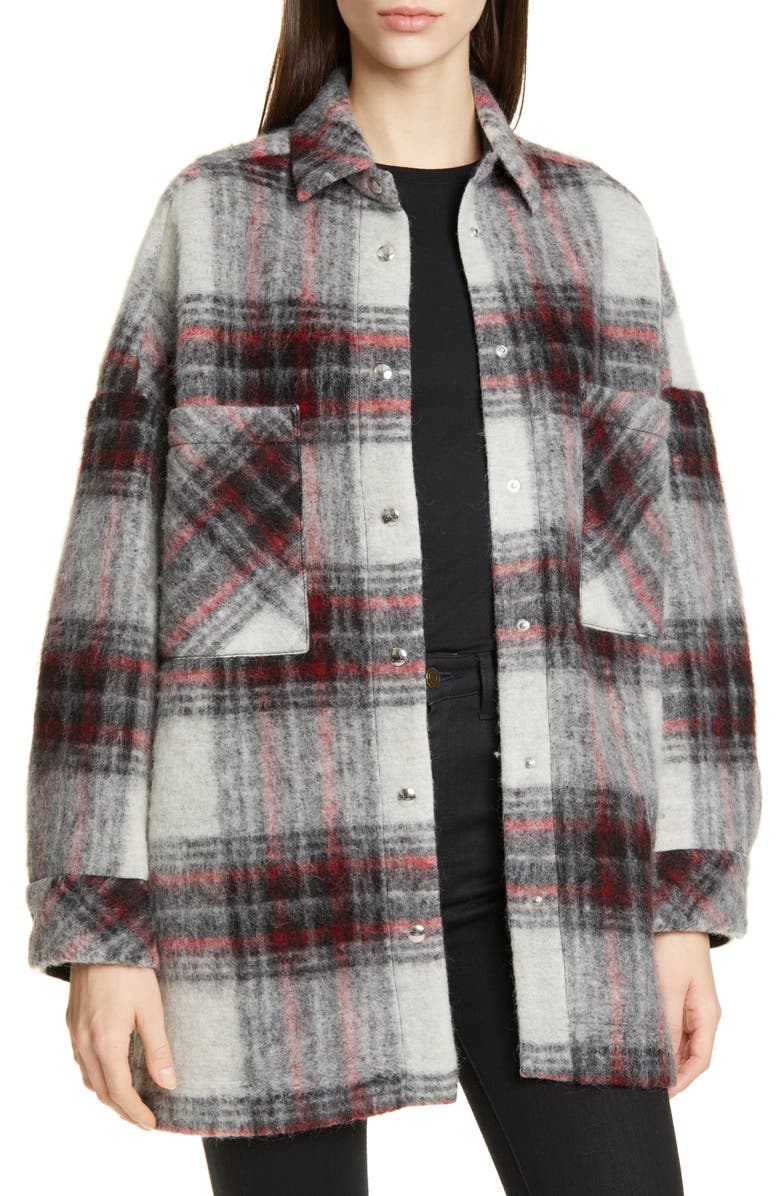 IRO Minksy Plaid Shirt Jacket, Main, color, 