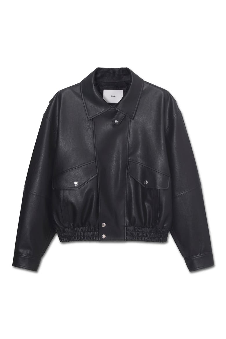 Gender Inclusive Cropped Faux Leather Bomber Jacket, Alternate, color, BLACK