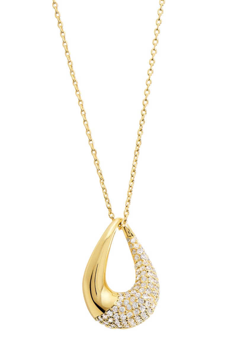 Pavé Cubic Zirconia Open Teardrop Pendant Necklace video