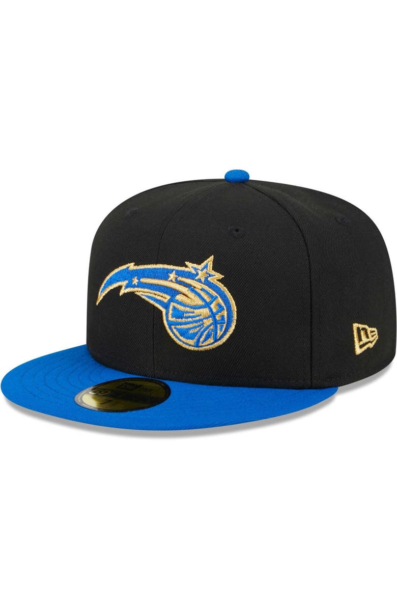 New Era Men's New Era Black/Blue Orlando Magic Gameday Gold Pop Stars 59FIFTY Fitted Hat, Alternate, color, 