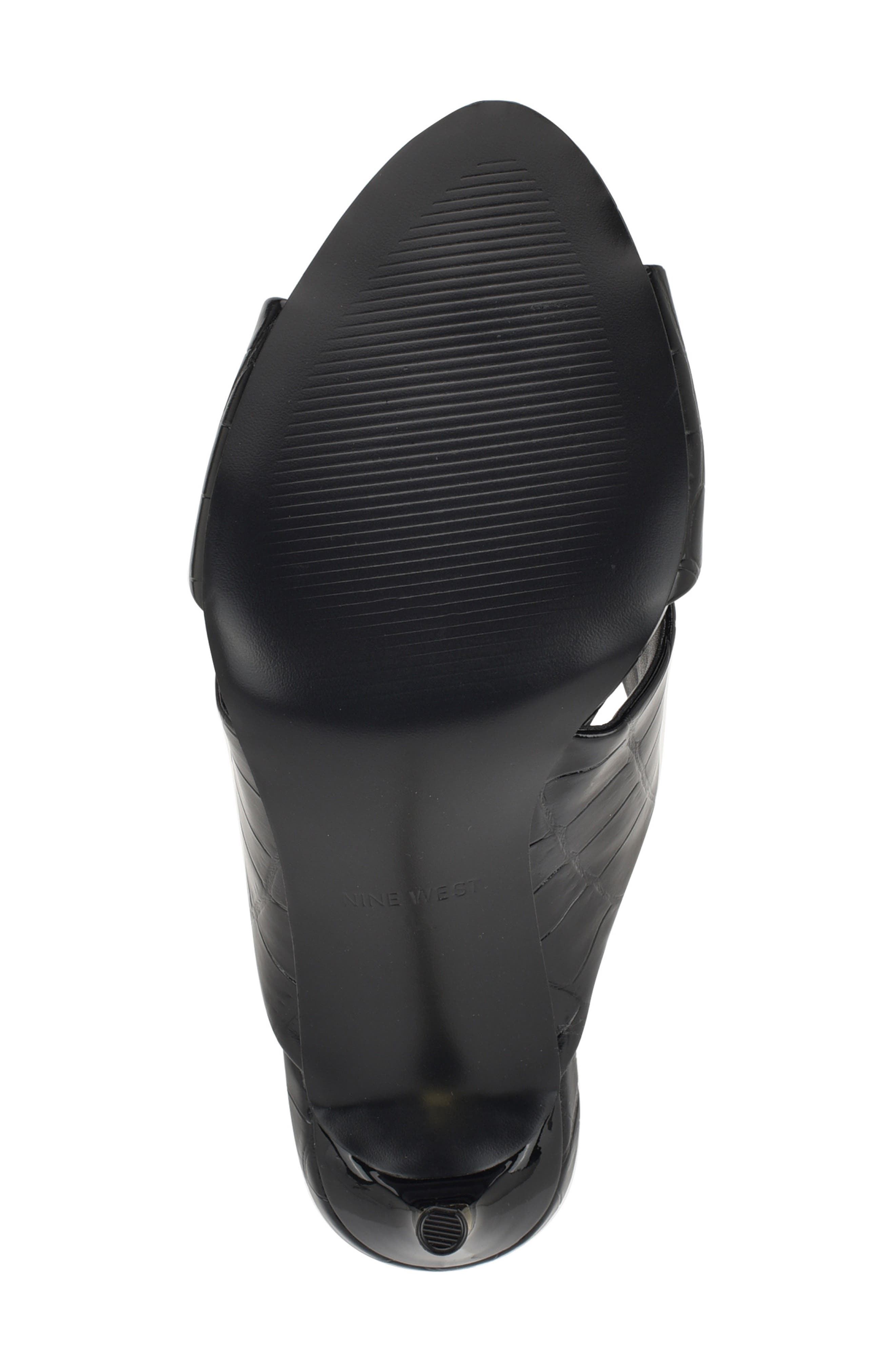 Nine West Sancie Croc Embossed Stiletto Sandal, Alternate, color, Black