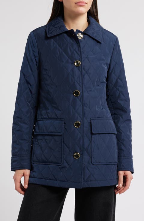 コート Michael Kors Woman Coat Blue 77B1401M52 430 Cotton Blend Trench Coat | Michael Kors [US]