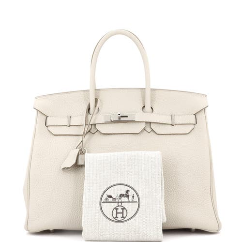 Pre-owned Hermes  Hermes Birkin Handbag Light Togo With Palladium Hardware 35 In White