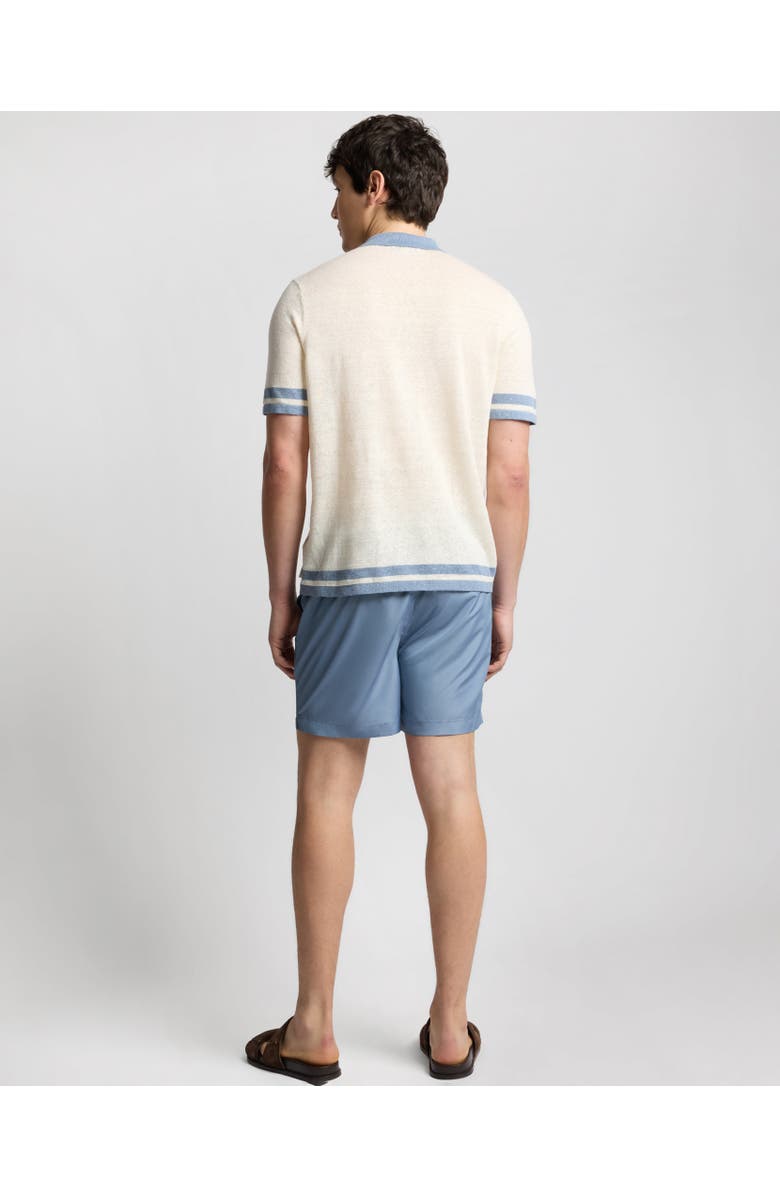 Onia Linen Knit Camp Short Sleeve Shirt, Alternate, color, Egret/Marine