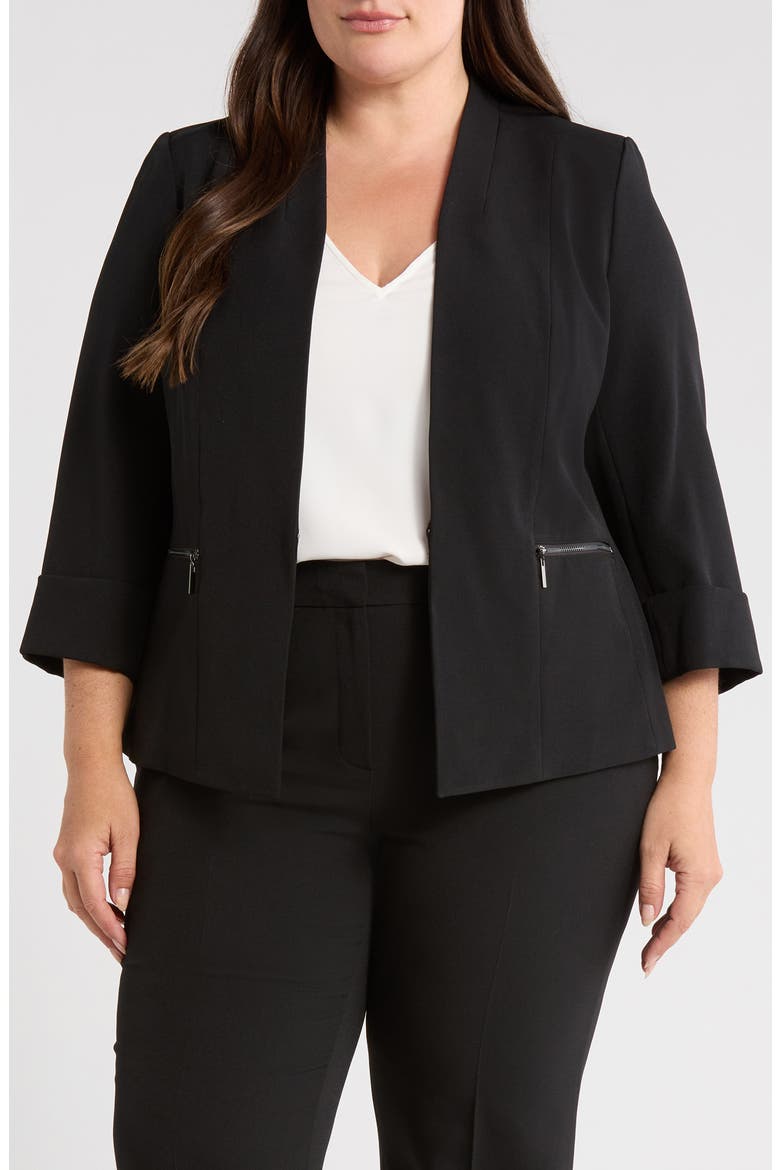 Stretch Crepe Jacket, Main, color, BLACK