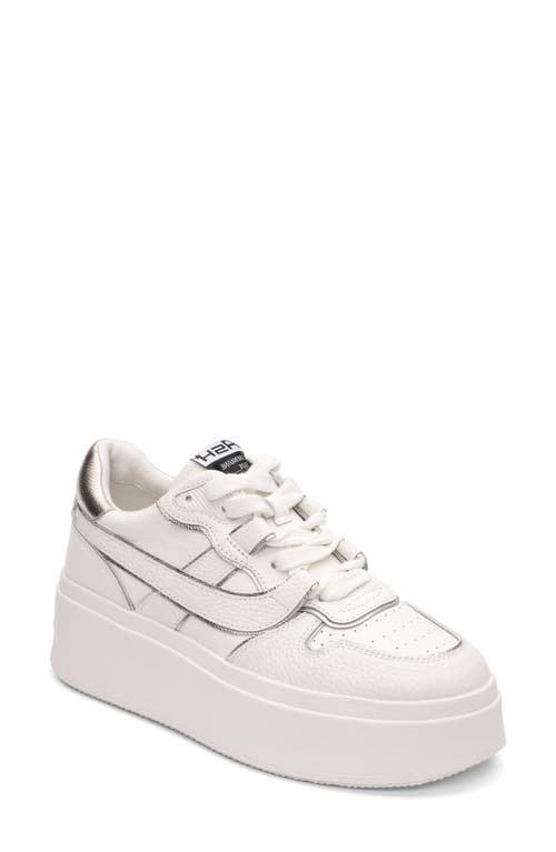 Ash Low Top Leather Match Sneakers Metallic Platform In White/white/platino