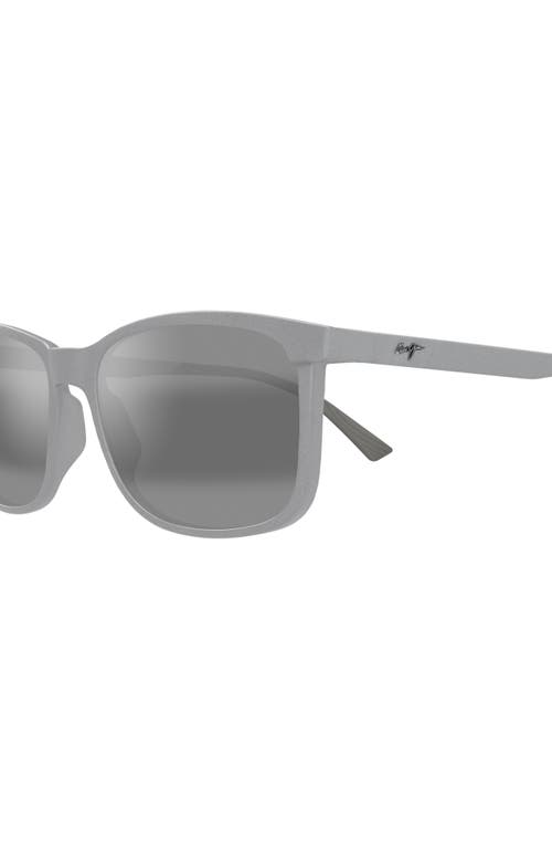 Maui Jim Hulili 57mm Polarized Rectangular Sunglasses In Matte Grey