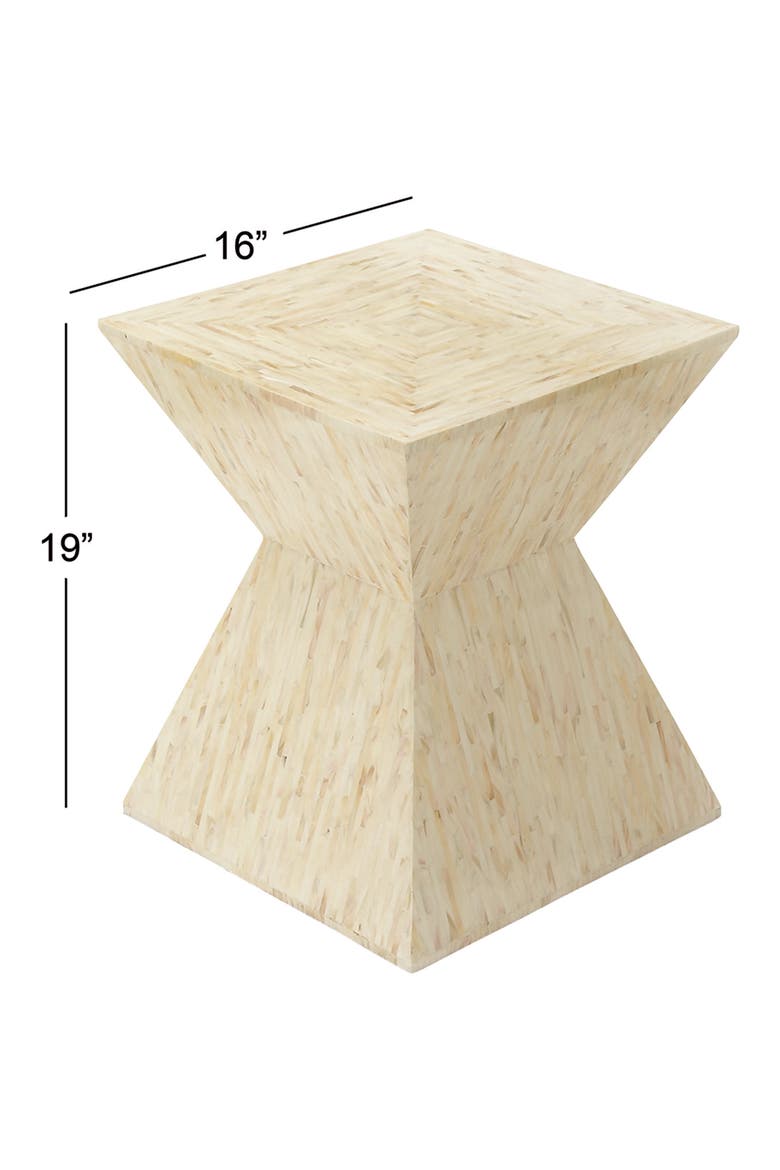 Beige Mother of Pearl Handmade Hourglass Shaped Accent Table, Alternate, color, BEIGE