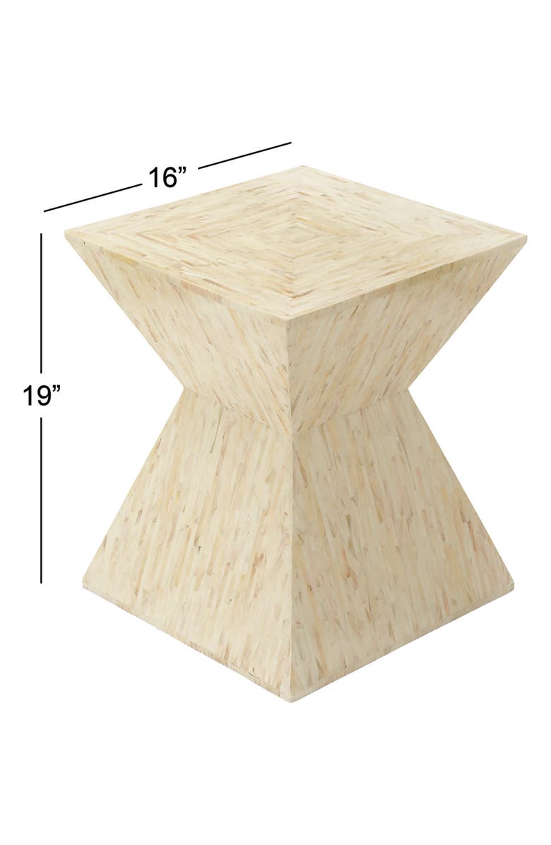 GINGER BIRCH STUDIO Beige Mother of Pearl Handmade Hourglass Shaped Accent Table, Alternate, color, 