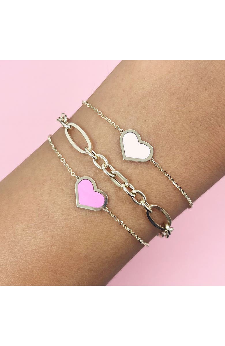 The Lovery Fine Jewelry Pink Silk Diamond Heart Bracelet, Alternate, color, Pink Silk