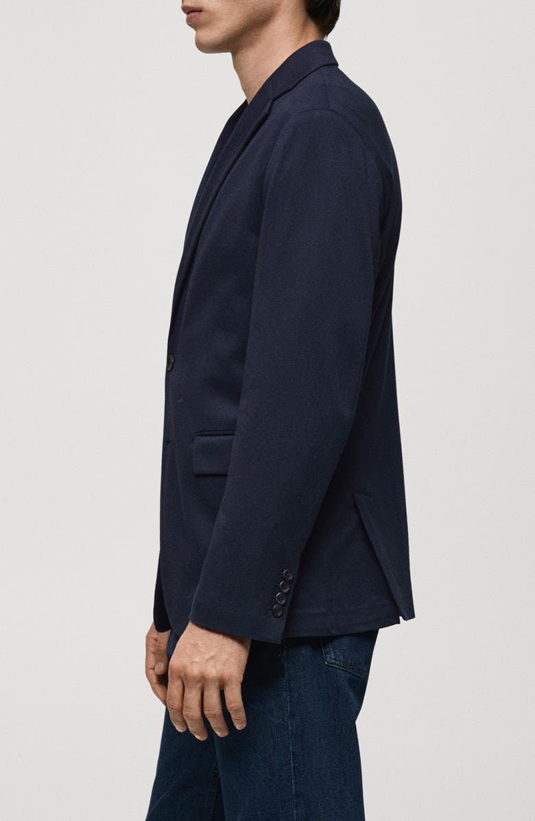 MANGO Slim Fit Textured Cotton Blend Sport Coat, Alternate, color, Dark Navy