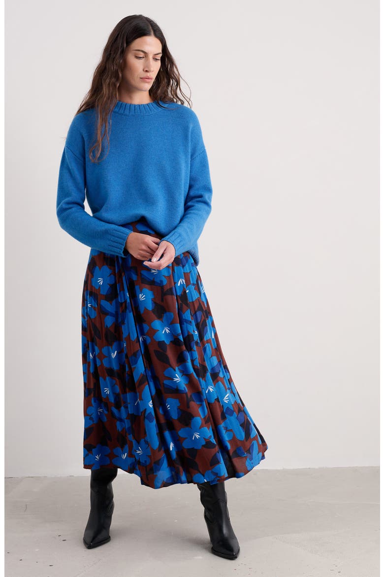 Lethlean Floral Pleated Maxi Skirt, Alternate, color, MACRO FLOWER COCOA