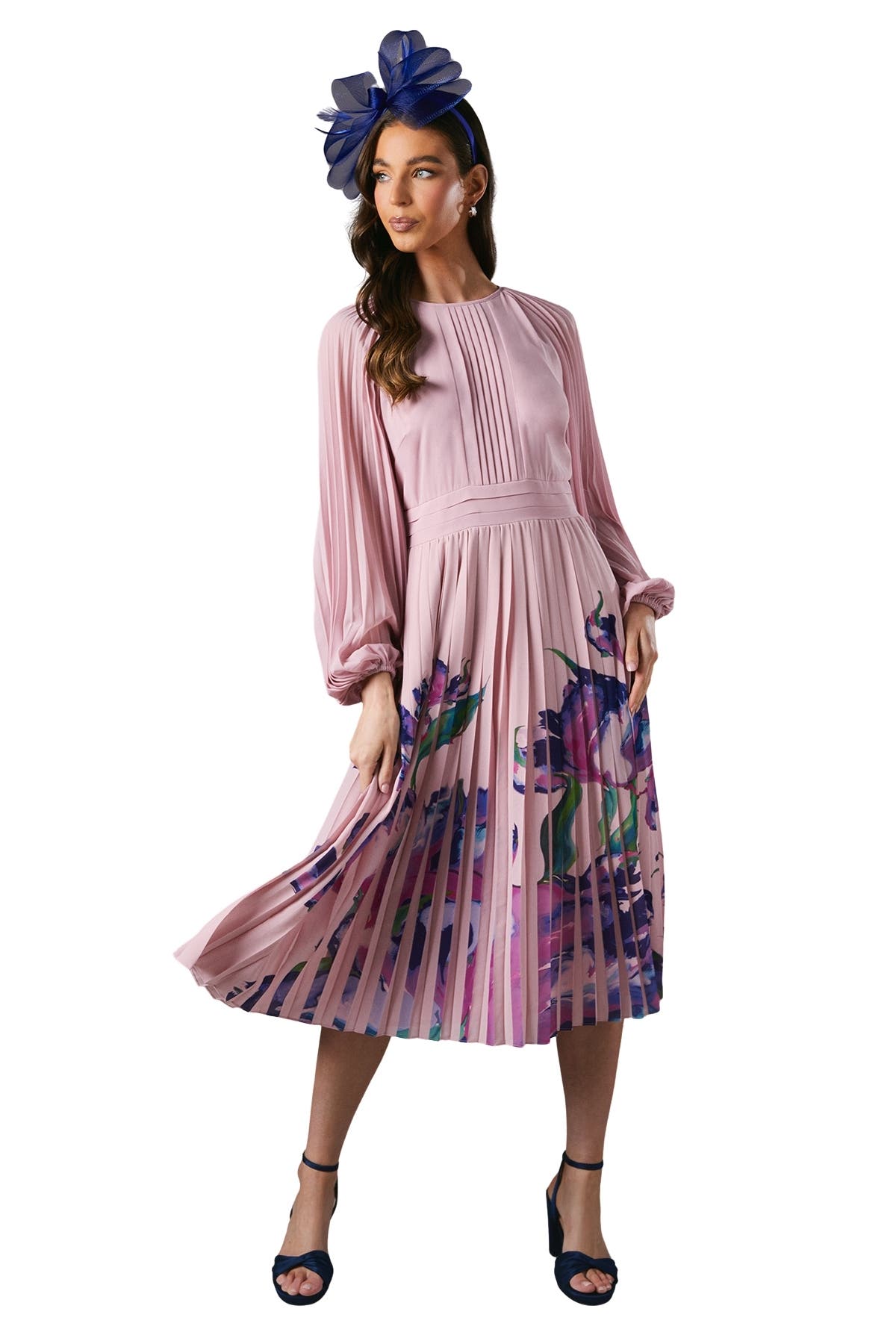 Placement Print Pleat Dress