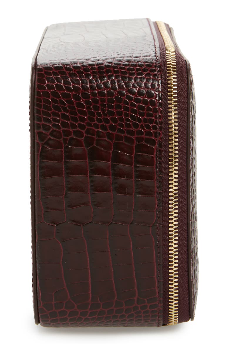 Mara Square Croc Embossed Leather Travel Case, Alternate, color, WINTER BERRY