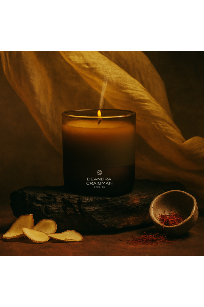 Spiced Saffron & Citrine Candle & Playlist, Alternate, color, Brown