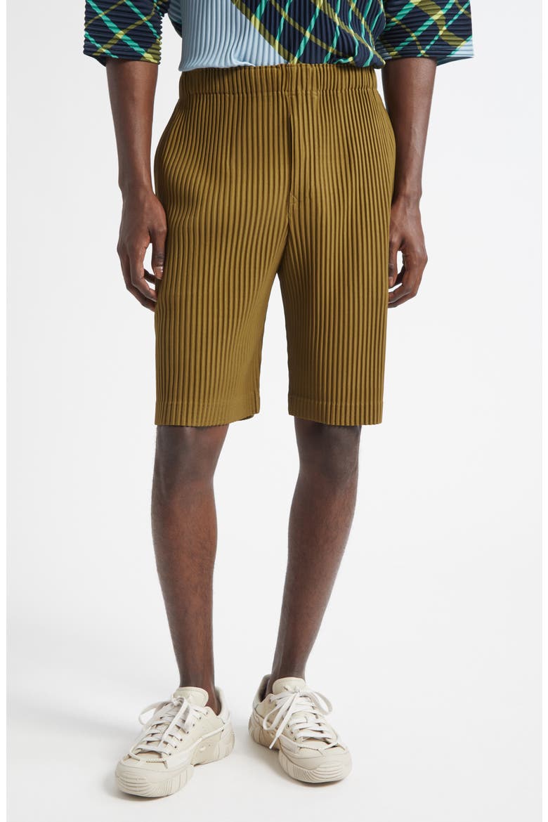 Pleated Shorts, Main, color, OLIVE KHAKI