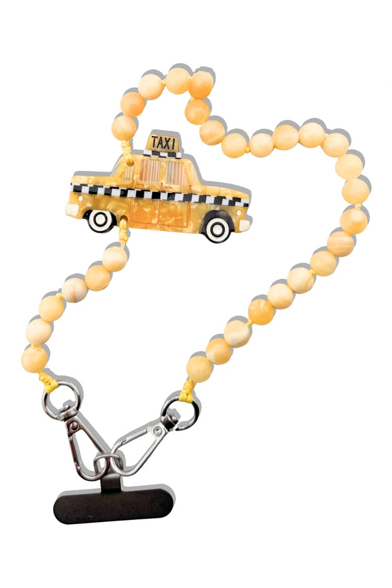 Taxi Beaded Phone Wrist Strap, Main, color, YELLOW