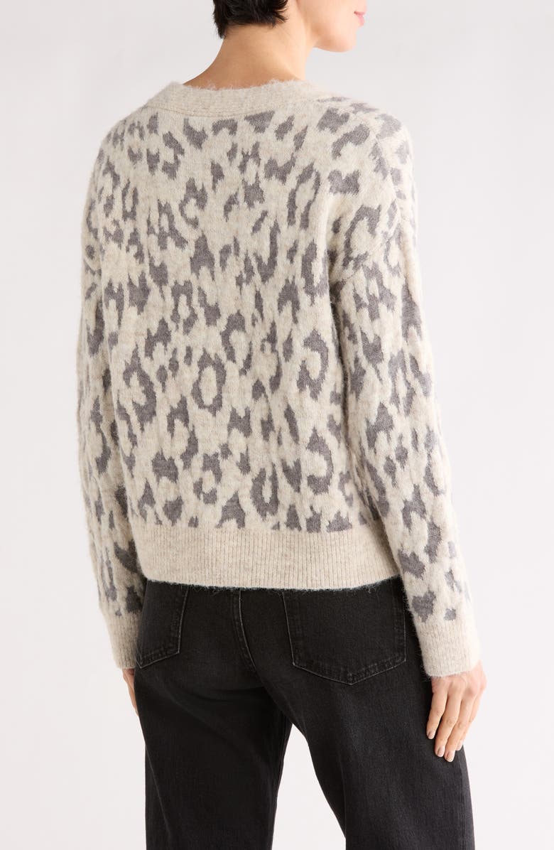 SUNDAY EDITION Leopard Print Cardigan, Alternate, color, Beige-Leopard