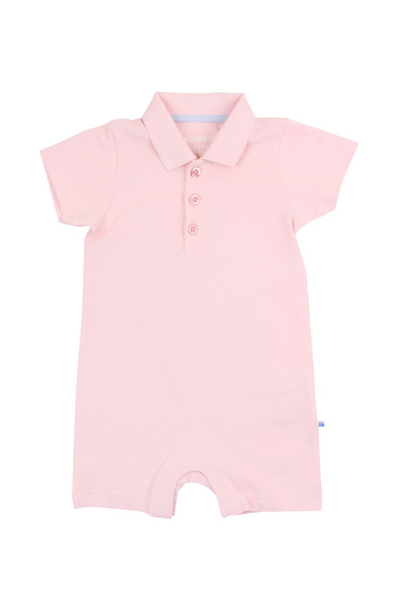 RuffleButts Baby Boys Pique Polo Romper, Main, color, Pink