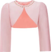 Tulleen Cropped Satin Cardigan