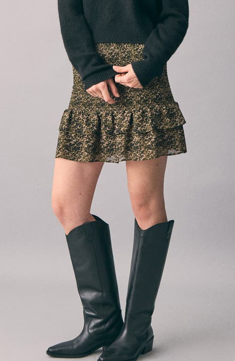 Tired Ruffle Print Skirt