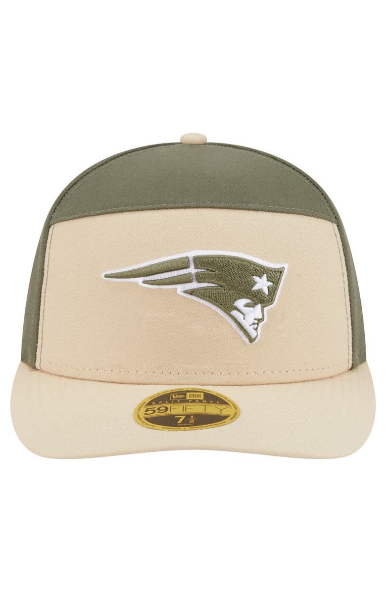 New Era Men's New Era Light Beige/Olive New England Patriots Two-Tone Color Pack Split Panel 59FIFTY Fitted Hat, Alternate, color, 