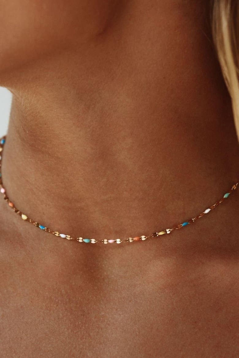 Rainbow Dainty Choker, Alternate, color, Gold