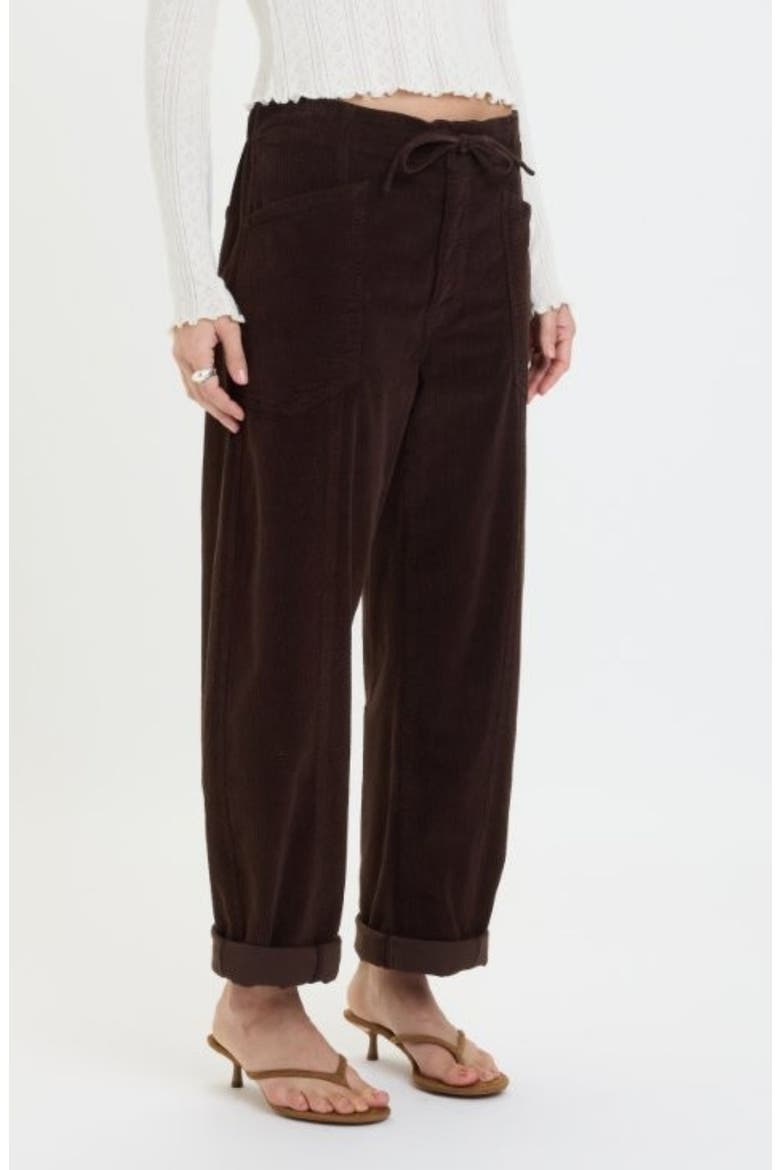 Villa Drawstring Barrel Leg Pants, Alternate, color, CHOCOLATE