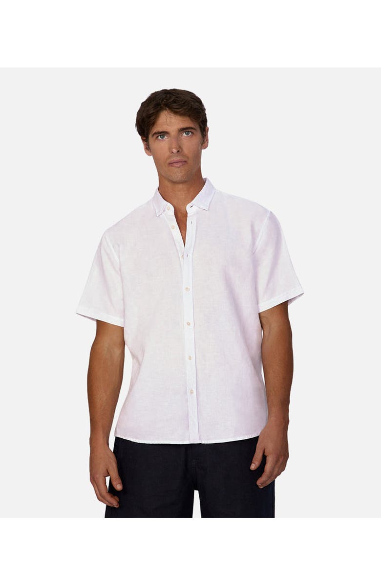 Industrie Australia The Tennyson Linen Blend Short Sleeve Shirt, Main, color, White