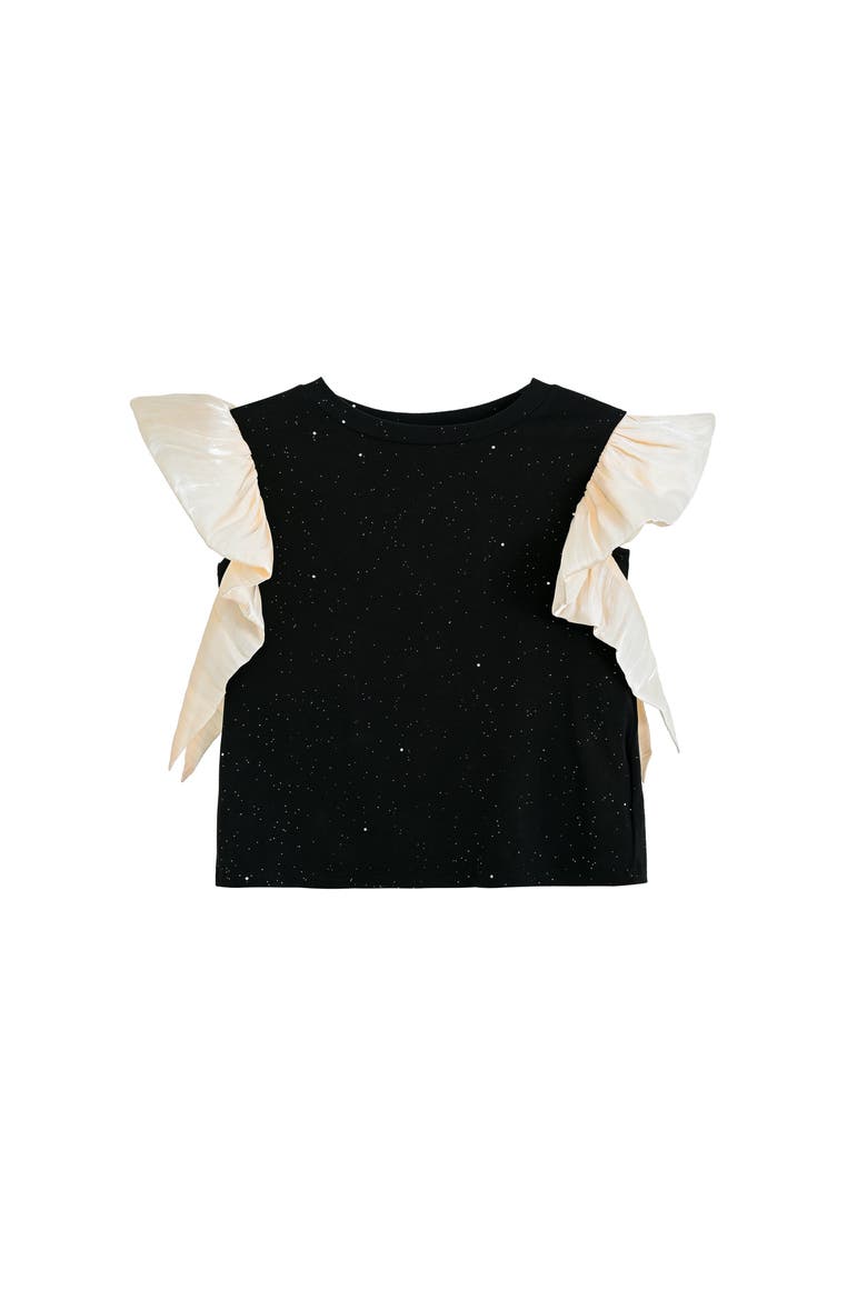 Glitter Ruffle Skirt Set, Alternate, color, Black