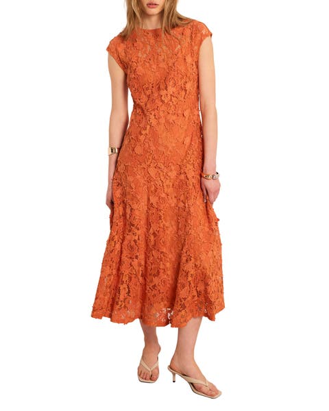 Sleeveless Appliqué Lace Midi Dress