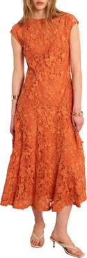 MINT VELVET Sleeveless Appliqué Lace Midi Dress