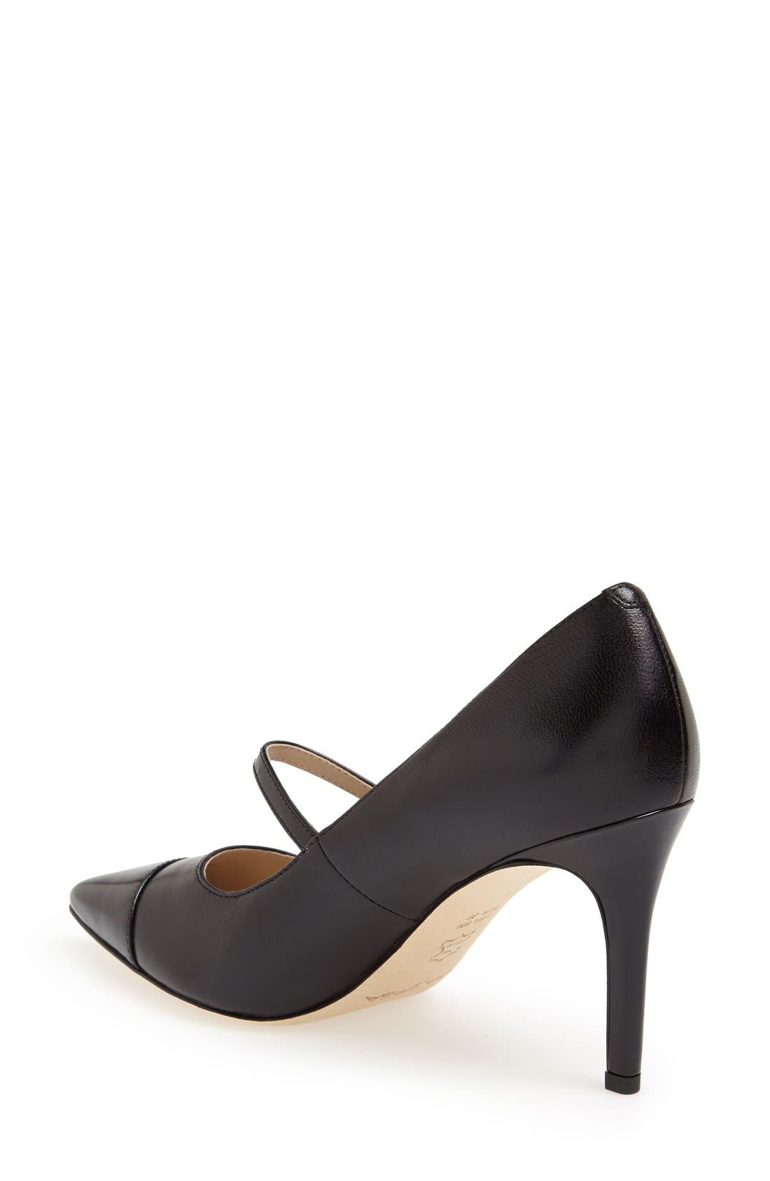 'Cindee' Pointy Cap Toe Pump, Alternate, color, BLACK