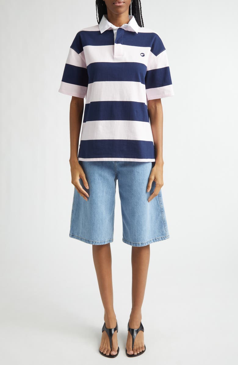 Coperni Stripe Cotton Polo, Alternate, color, Pink-Blue