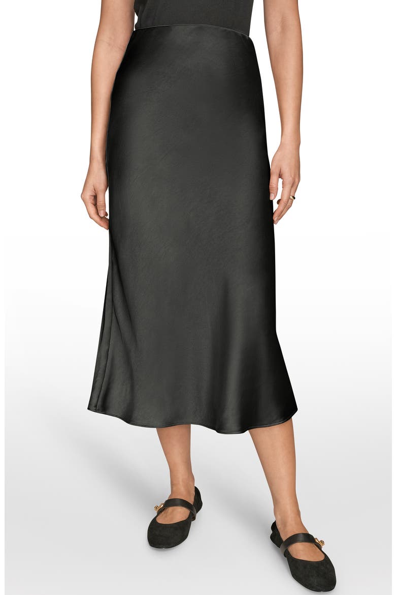 Satin Midi Skirt, Main, color, BLACK