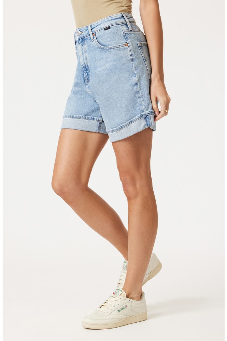 Heidi High Waist Cuffed Relaxed Denim Shorts, Alternate, color, LIGHT BLUE 90S